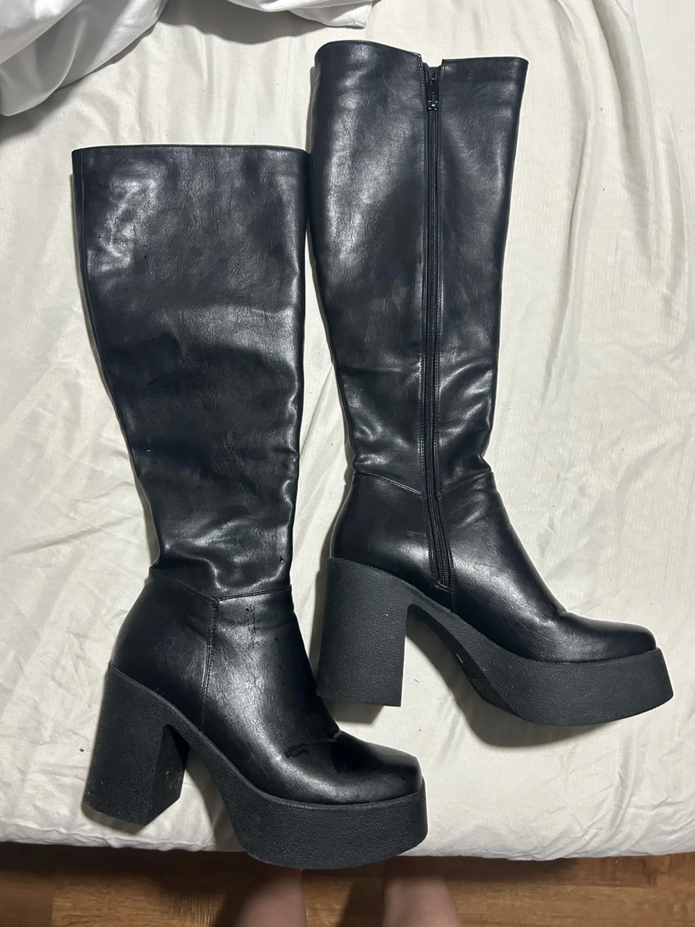 Platform Over-the-Knee Boots in Black